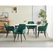 Set 2 scaune tip fotoliu bucatarie/living, Artool, Nana, catifea verde inchis, picioare metal negru, 54x61x83.5 cm