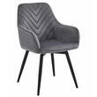 Set 2 scaune tip fotoliu bucatarie/living, Artool, Nana, rotativ, catifea gri inchis, picioare metal negru, 56x61x83.5 cm