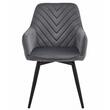 Set 2 scaune tip fotoliu bucatarie/living, Artool, Nana, rotativ, catifea gri inchis, picioare metal negru, 56x61x83.5 cm