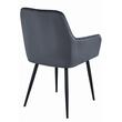 Set 2 scaune tip fotoliu bucatarie/living, Artool, Solden, catifea gri inchis, picioare metal negru, 55x45.5x83.5 cm