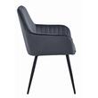 Set 2 scaune tip fotoliu bucatarie/living, Artool, Solden, catifea gri inchis, picioare metal negru, 55x45.5x83.5 cm