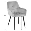 Set 2 scaune tip fotoliu bucatarie/living, Artool, Solden, catifea gri inchis, picioare metal negru, 55x45.5x83.5 cm
