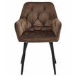 Set 2 scaune tip fotoliu bucatarie/living, Artool, York, catifea maro, picioare metal negru, 56x62x83.5 cm