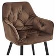 Set 2 scaune tip fotoliu bucatarie/living, Artool, York, catifea maro, picioare metal negru, 56x62x83.5 cm