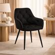 Set 2 scaune tip fotoliu bucatarie/living, Artool, York, catifea neagra, picioare metal negru, 56x62x83.5 cm