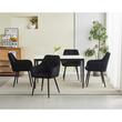 Set 2 scaune tip fotoliu bucatarie/living, Artool, York, catifea neagra, picioare metal negru, 56x62x83.5 cm