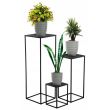 Set 3 suporturi pentru ghivece de flori, metalice, patrate, negru, 3 marimi, Sebastian 