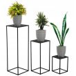 Set 3 suporturi pentru ghivece de flori, metalice, patrate, negru, 3 marimi, Sebastian 