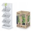 Set 4 ghivece decorative de flori, modular, alb, 4x1 L, 19.5x11.4x47.5 cm, Mini Cascade