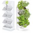 Set 4 ghivece decorative de flori, modular, alb, 4x1 L, 19.5x11.4x47.5 cm, Mini Cascade