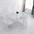 Set 4 scaune bucatarie/living, Ethel, piele ecologica, metal, alb, 41x50x91 cm
