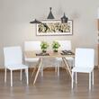 Set 4 scaune bucatarie/living, Ethel, piele ecologica, metal, alb, 41x50x91 cm