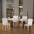 Set 4 scaune bucatarie/living, Ethel, piele ecologica, metal, alb, 41x50x91 cm