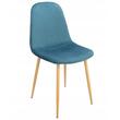 Set 4 scaune bucatarie/living, Jumi, Vigo, catifea, metal, albastru marin si natur, 44x52x85 cm