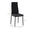 Set 4 scaune bucatarie/living, Tay, poliester, metal, negru, 41x50x97 cm