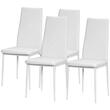 Set 4 scaune bucatarie/living, Tomlo, piele PVC, otel, alb, 41x50x97 cm