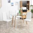 Set 4 scaune bucatarie/living, Tomlo, piele PVC, otel, alb, 41x50x97 cm