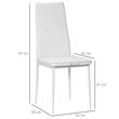 Set 4 scaune bucatarie/living, Tomlo, piele PVC, otel, alb, 41x50x97 cm
