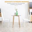 Set 4 scaune bucatarie/living, Tomlo, piele PVC, otel, alb, 41x50x97 cm