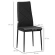 Set 4 scaune bucatarie/living, Tomlo, piele PVC, otel, negru, 41x50x97 cm