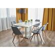 Set 4 scaune bucatarie/living, Jumi, Bari, catifea, lemn, gri, 49x60x82 cm
