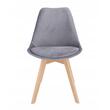 Set 4 scaune bucatarie/living, Jumi, Bari, catifea, lemn, gri, 49x60x82 cm