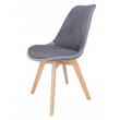 Set 4 scaune bucatarie/living, Jumi, Bari, catifea, lemn, gri, 49x60x82 cm