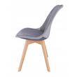 Set 4 scaune bucatarie/living, Jumi, Bari, catifea, lemn, gri, 49x60x82 cm