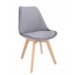Set 4 scaune bucatarie/living, Jumi, Bari, catifea, lemn, gri, 49x60x82 cm