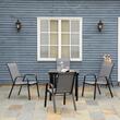 Set 4 scaune gradina/terasa/balcon, cadru metalic, gri, max 150 kg, 54x75.5x95 cm