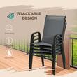 Set 4 scaune gradina/terasa/balcon, cadru metalic, gri, max 150 kg, 54x75.5x95 cm