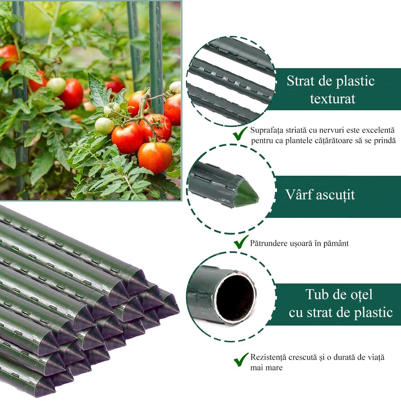 Detalii arac de gradina: strat de plastic texturat, varf ascutit, tub de otel