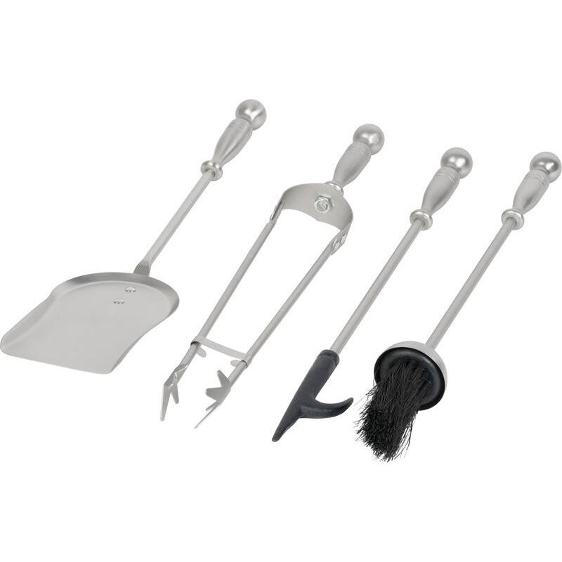 Unelte din Set accesorii semineu cu suport 4 piese nichelat 53 cm Strend Pro