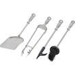 Set accesorii semineu cu suport, 4 piese, nichelat, 53 cm, Strend Pro