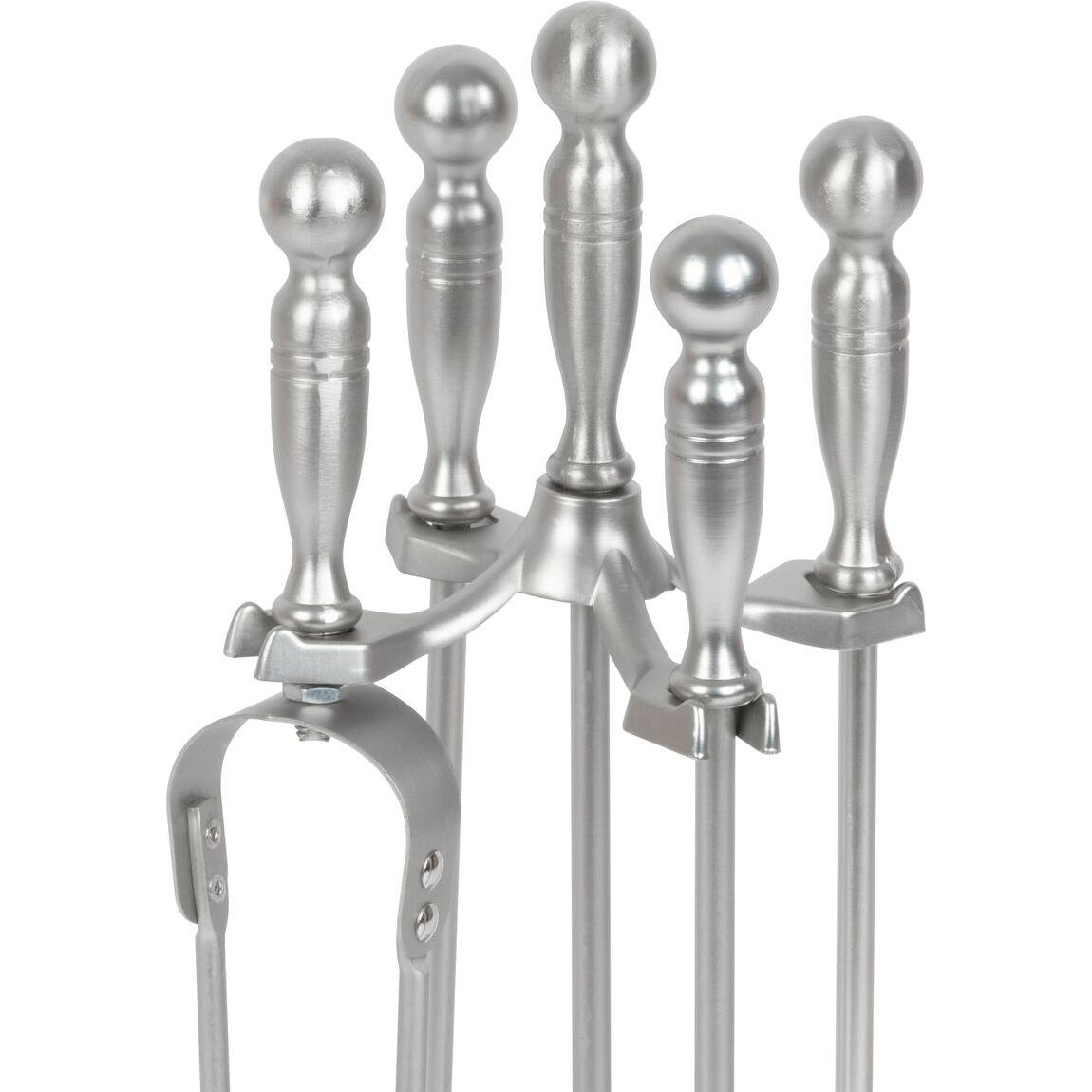 Detaliu Set accesorii semineu cu suport 4 piese nichelat 53 cm Strend Pro