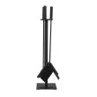 Set accesorii semineu, suport cu 3 piese, otel, negru, 54 cm 