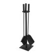 Set accesorii semineu, suport cu 3 piese, otel, negru, 54 cm 