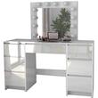 Set masa de toaleta/machiaj Vanessa + scaun Mark, sertare alb lucios, cu oglinda si LED-uri, Vanessa, 130x43x143 cm