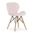 Set masa rotunda stil scandinav + 2 scaune Lago catifea, Artool, MDF si lemn, alb si roz, 60x72 cm