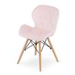 Set masa rotunda stil scandinav + 2 scaune Lago catifea, Artool, MDF si lemn, alb si roz, 60x72 cm