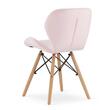 Set masa rotunda stil scandinav + 2 scaune Lago catifea, Artool, MDF si lemn, alb si roz, 60x72 cm