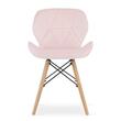 Set masa rotunda stil scandinav + 2 scaune Lago catifea, Artool, MDF si lemn, alb si roz, 60x72 cm