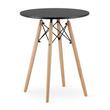 Set masa rotunda stil scandinav + 2 scaune Lago catifea verde, Artool, MDF negru si lemn, 60x72 cm