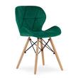 Set masa rotunda stil scandinav + 2 scaune Lago catifea verde, Artool, MDF negru si lemn, 60x72 cm