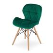 Set masa rotunda stil scandinav + 2 scaune Lago catifea verde, Artool, MDF negru si lemn, 60x72 cm