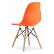 Set masa rotunda stil scandinav + 2 scaune Osaka, Artool, MDF si lemn, alb si portocaliu, 60x72 cm