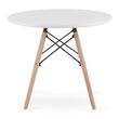 Set masa rotunda stil scandinav + 4 scaune Lago, Artool, MDF si lemn, alb si negru, 60x50 cm