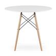 Set masa rotunda stil scandinav + 4 scaune Osaka alb, Artool, MDF si lemn, 90x72 cm