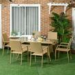 Set mobilier gradina/terasa, PE, ratan, otel, bej, 1 masa, 6 scaune, Dorothy