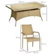 Set mobilier gradina/terasa, PE, ratan, otel, bej, 1 masa, 6 scaune, Dorothy